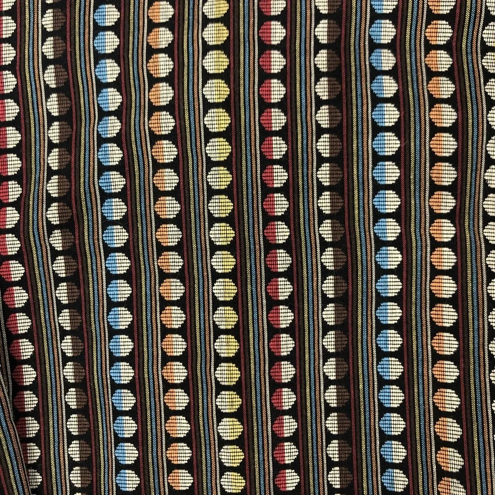 Visconti Black Shirt Mens MED Striped Multicolor Button Up Long Sleeve Geometric